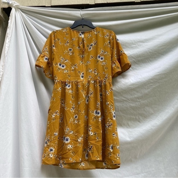 Speechless Mustard Floral Short Sleeve Dress, Size XL - Picture 7 of 8